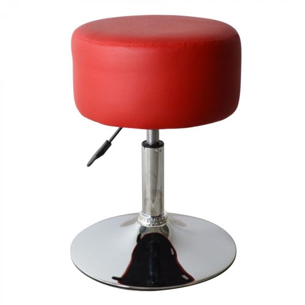 Hocker Retro Vintage - Schminktischhocker - höhenverstellbar bis 65 cm - rot - VDD World