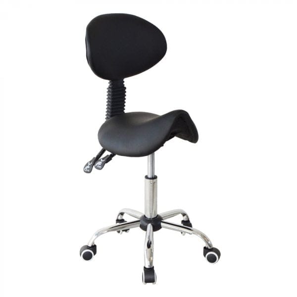 Sattelhocker Rückenlehne ergonomisch neigbar - Friseurhocker - Hocker - höhenverstellbarr SCHWARZ - VDD World