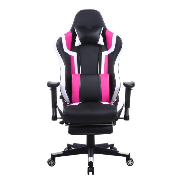 Spielstuhl Tornado Relax - Bürostuhl - mit Fußstütze - ergonomisch - schwarz pink - VDD World