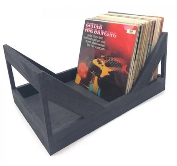 LP Schallplatten Holz Aufbewahrungskiste Dekobox für 100 Stück schwarz - VDD World