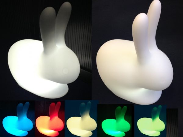 LED Kaninchen - Nachtlampe Kinderzimmer- 16 Farben RGB weiß wiederaufladbar mit Fernbedienung 45 cm - VDD World