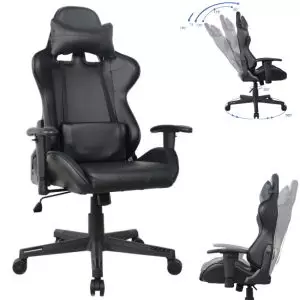 Gaming Stuhl Bürostuhl Thomas - Racing Gaming Style - gerader Sitz - schwarz-weiß - VDD World
