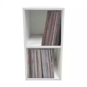 LP-Schallplattenregal Retro - für bis zu 50 Vinyl-Schallplatten - weiß - VDD World