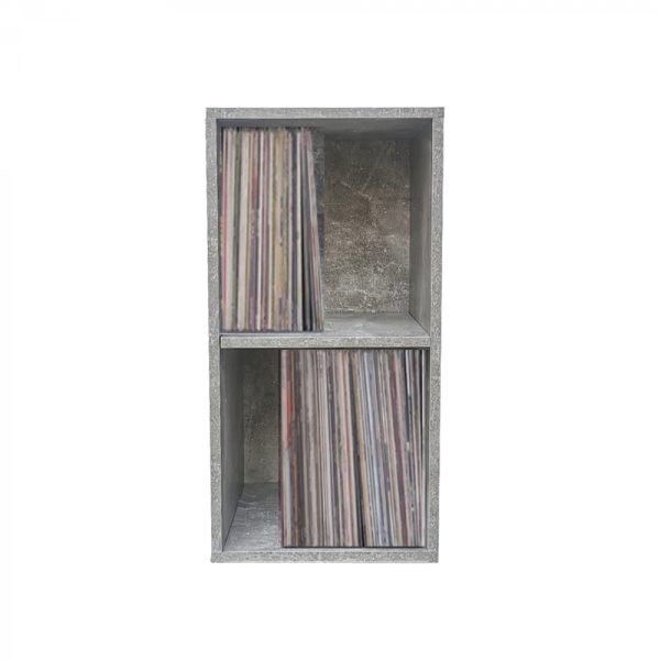Aufbewahrungsschrank für Vinyl-LP-Schallplatten - 2 Fächer - grauer Beton - VDD World