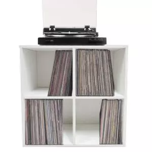 Schallplattenschrank - Aufbewahrung von Schallplatten - Bücherregal - grauer Beton - VDD World