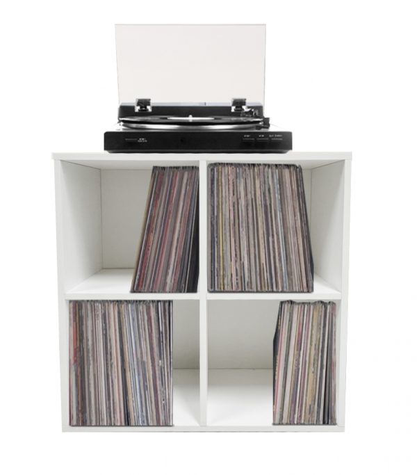 Aufbewahrungsschrank für Vinylplatten - Bücherregal - 4 Fächer - weiß - VDD World