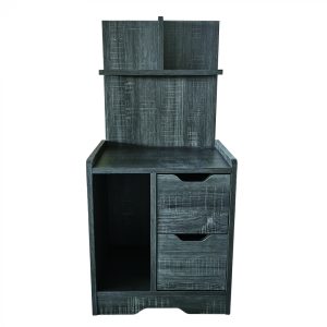 Nachttisch Industrial Tough Design - Flur Beistelltisch - schwarzes Metall braunes Holz - VDD World