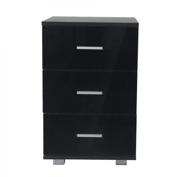 Nachttisch Flurschrank 3 Schubladen 63 cm hoch schwarz - VDD World