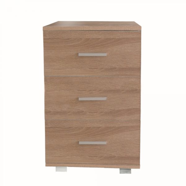 Nachttisch Flurschrank 3 Schubladen 63 cm hoch hellbraun - VDD World