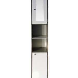 Säulenschrank Badezimmer - Aufbewahrungsschrank Badezimmer oder Flur - mit Spiegel - 180 cm hoch - VDD World