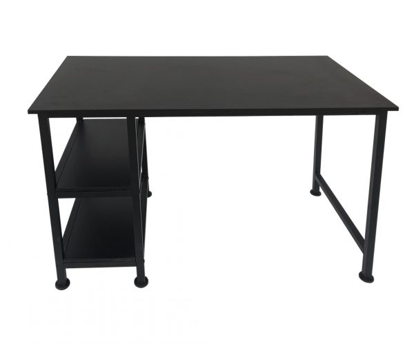 Schreibtisch-Computertisch - mit Ablagefächern - schwarzes Metallholz - 110 cm breit - VDD World