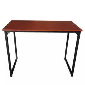 Schreibtisch Computertisch - Küchentisch - Metall Holz - 120 cm x 60 cm - weiß mit brauner Tischplat - VDD World