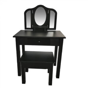 Ecke Schminktisch Make-up Schmink-Tisch mit 3 Spiegeln viel Stauraum 111 cm x 142 cm schwarz - VDD World