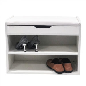 Schuhschrank Flurbank mit Stauraum - Schuhregal - mit Sitzkissen - Nussbaum braun - VDD World