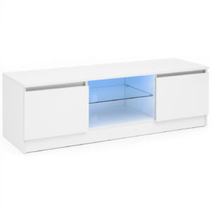 Fernsehschrankmöbel Hugo - mit LED-Beleuchtung - 140 cm breit - grau - VDD World
