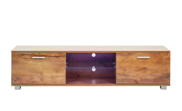 TV-Schrank - Sideboard - LED-Beleuchtung - 140 cm breit - braune Holzstruktur - VDD World