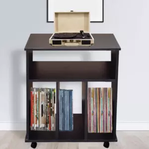Aufbewahrungsschrank für Vinylplatten - Bücherregal - 4 Fächer - weiß - VDD World