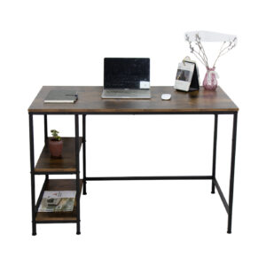 Schreibtisch Computertisch Tough - 3 Lagerregale - industrielles Vintage-Braun - Metallholz - VDD World