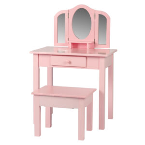 Schminktisch schminktisch Schminktisch Herz Design Kinderzimmer Mädchen mit Hocker rosa - VDD World