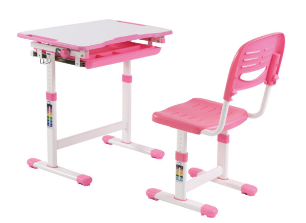 Schreibtisch Kinderzeichentisch mit Schreibtischstuhl - Schulbank - ergonomisch höhenverstellbar - VDD World