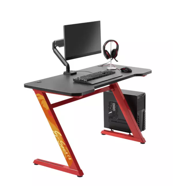 Computerspieltisch Gaming-Schreibtisch Thomas rot schwarz ideal für dein Spielsetup 120 cm x 60 cm - VDD World