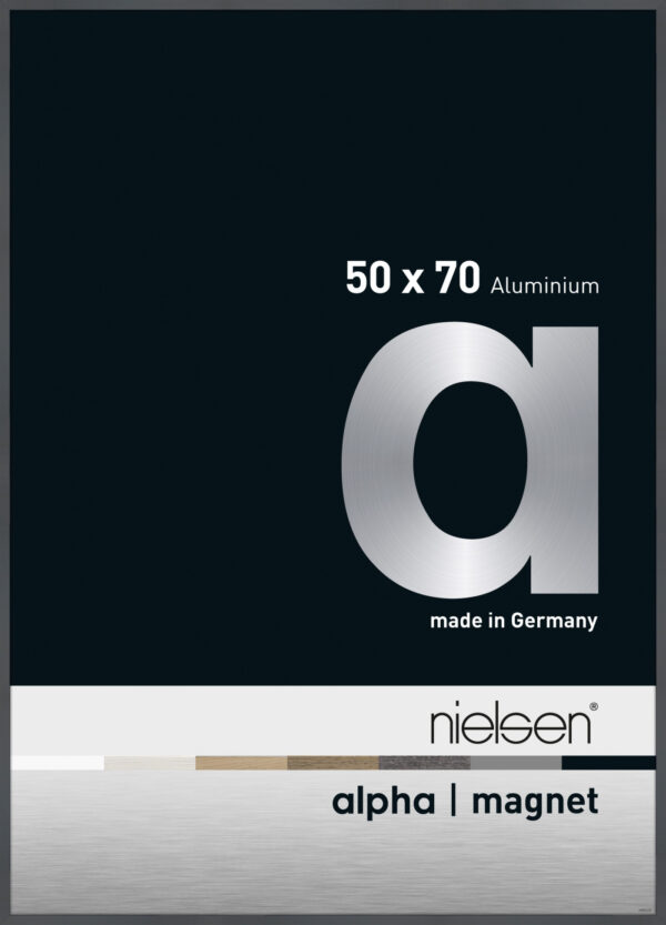 Wechselrahmen Frontlader Nielsen Alpha Magnet Aluminium Format 50 cm x 70 cm Glanz Dunkelgrau - VDD World