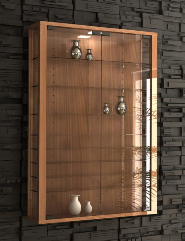 Vitrine Wandvitrine Vitrosa Mini dunkelbraune Nussbaumfarbe - VDD World