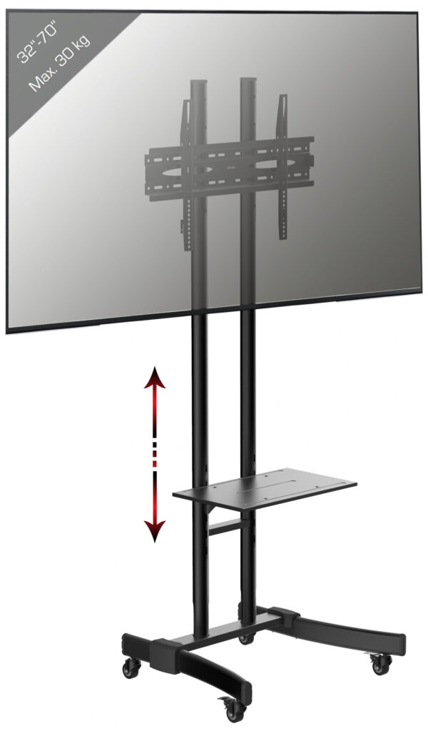 TV-Standfuß Standard Monitor Bildschirm 190 cm mobil höhenverstellbar schwarz - VDD World