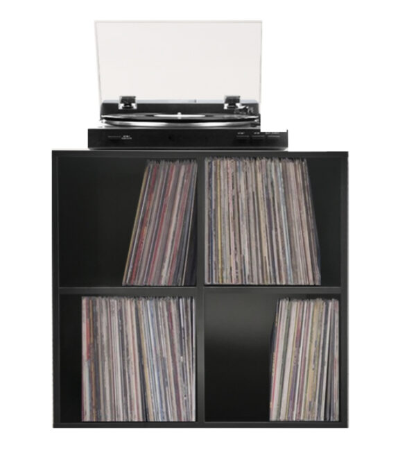 Aufbewahrungsschrank für Schallplatten-LPs - Bücherregal - 4 Fächer - schwarz - VDD World