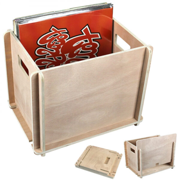 Vinyl-LP-Schallplatten-Aufbewahrungsbox - LP-Vinyl-Aufbewahrungskiste - Holz - Braun - VDD World