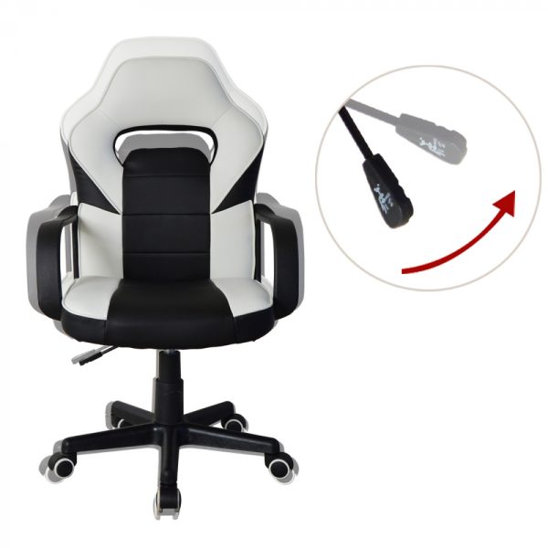 Bürostuhl Thomas Junior - Gaming Stuhl Racing Gaming Style - höhenverstellbar - schwarz und weiß - VDD World