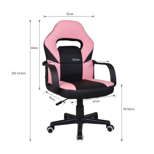 Gaming Stuhl Thomas Junior - Bürostuhl Gaming-Style - höhenverstellbar - pink schwarz - VDD World