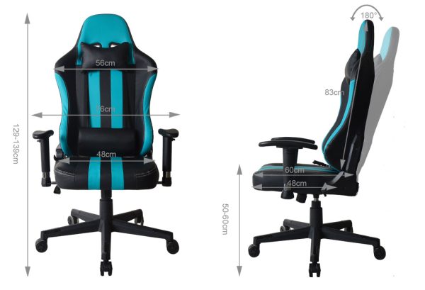 Bürostuhl Racing Gaming Stuhl Style High Design Thomas schwarz blau - VDD World