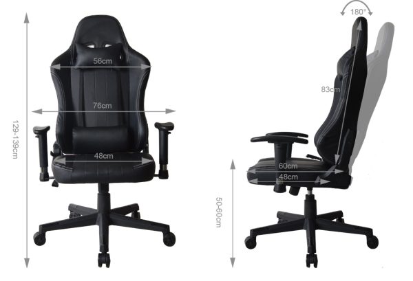 Bürostuhl Gaming Stuhl Thomas - Racing Gaming Style Stuhl - ergonomisch - schwarzes Design - VDD World