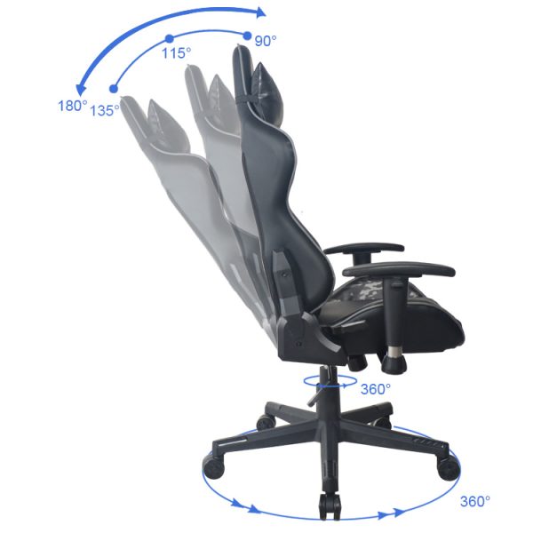 Bürostuhl Gaming Stuhl Thomas - Racing Gaming - ergonomisch - schwarz mit Camouflage - VDD World