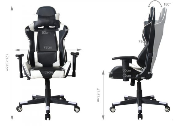 Bürostuhl Racing Gaming Stuhl Style Ausführung hohes Design Thomas weiß schwarz - VDD World
