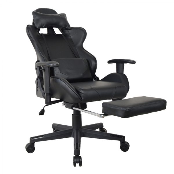 Gaming Stuhl Bürostuhl Thomas - mit Fußstütze - Racing Style - ergonomisch verstellbar - schwarz - VDD World