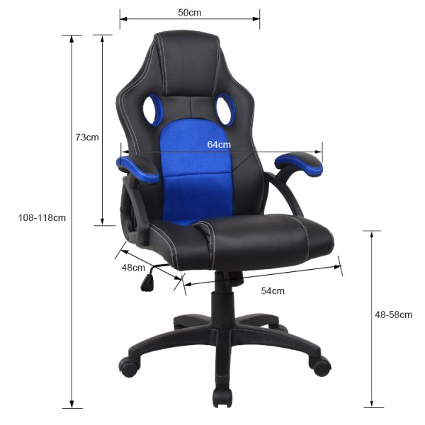 Bürostuhl Racing Gaming-Stil Premium-Design Wouter blau schwarz - VDD World