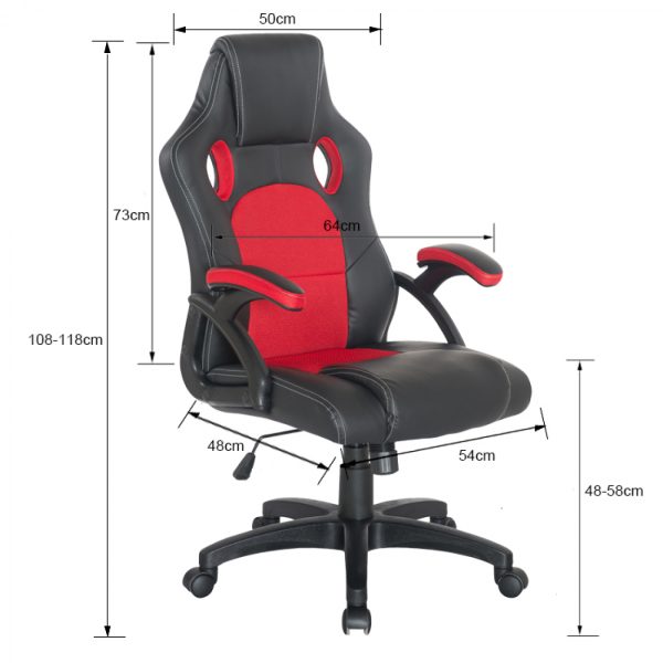 Game Chair Wouter Junior - Bürostuhl Racing Gaming Style - höhenverstellbar - schwarz rot - VDD World