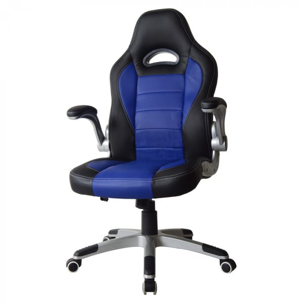 Gaming Stuhl Thomas - Bürostuhl - klappbare Armlehne ergonomisch - blau schwarz - VDD World
