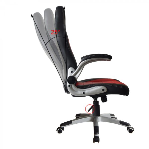 Bürostuhl Thomas - Gaming Stuhl - klappbare Armlehne ergonomisch - rot schwarz - VDD World