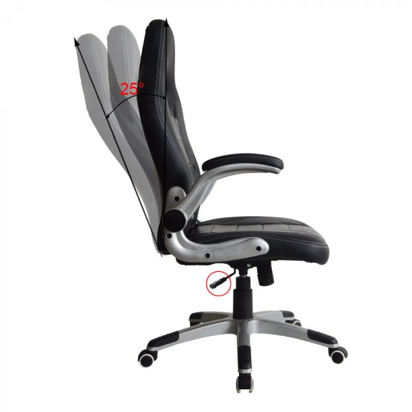 Bürostuhl Thomas - Gamingstuhl - klappbare Armlehne ergonomisch - schwarz - VDD World