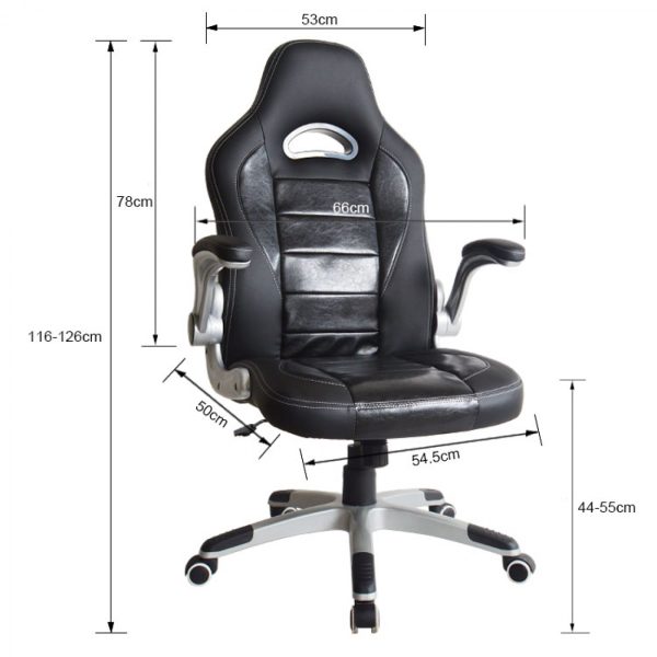 Bürostuhl Thomas - Gamingstuhl - klappbare Armlehne ergonomisch - schwarz - VDD World