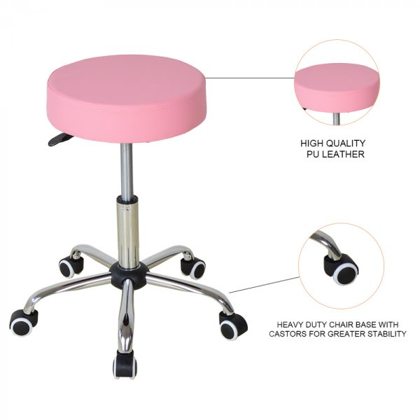 Schreibtischhocker - Friseurhocker - Arbeitshocker - Hocker - höhenverstellbar - rosa - VDD World