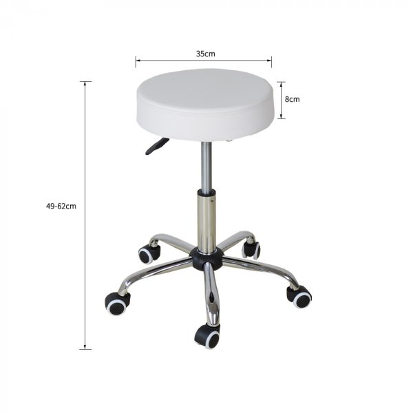 Barber Hocker - Arbeitshocker - Tabouret - höhenverstellbar - weiß - VDD World