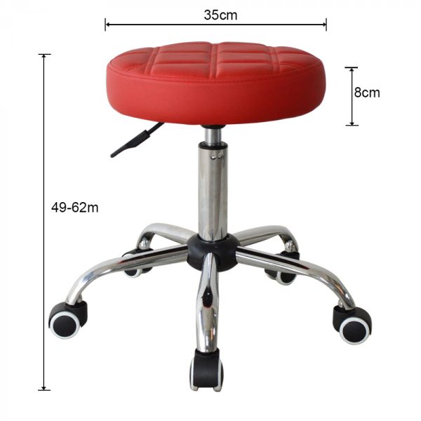 Bürostuhl Hocker - Schreibtischhocker - Bürohocker - mit Rollen - höhenverstellbar - rot - VDD World