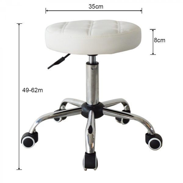 Bürostuhl Hocker - Schreibtischhocker - Bürohocker - mit Rollen - höhenverstellbar - weiß - VDD World
