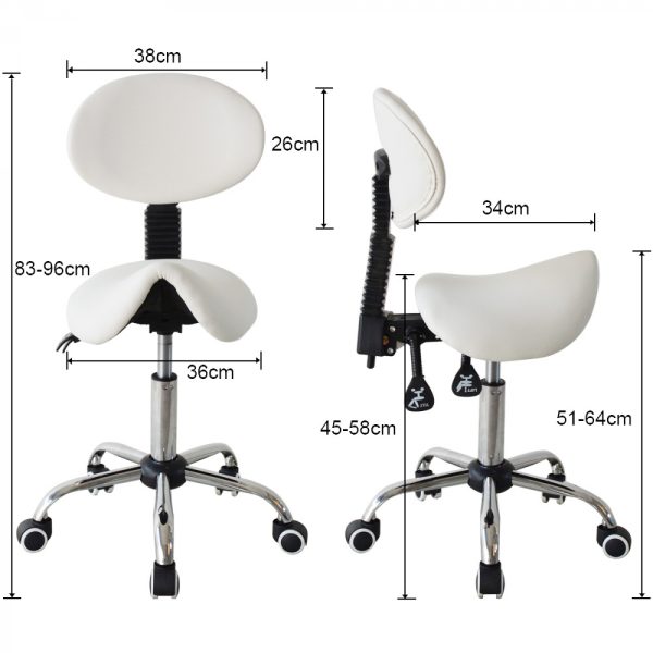 Sattelhocker ergonomische Rückenlehne neigbar - Friseurhocker - Tabouret - höhenverstellbar - VDD World