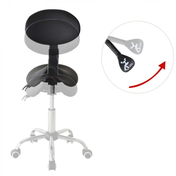 Sattelhocker Rückenlehne ergonomisch neigbar - Friseurhocker - Hocker - höhenverstellbarr SCHWARZ - VDD World