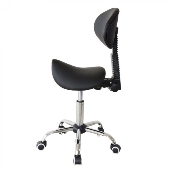 Sattelhocker Rückenlehne ergonomisch neigbar - Friseurhocker - Hocker - höhenverstellbarr SCHWARZ - VDD World